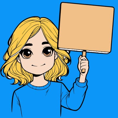 realistic girl holding up a sign