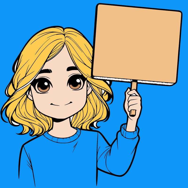 realistic girl holding up a sign
