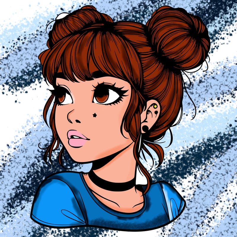 realistic girl with spacebuns