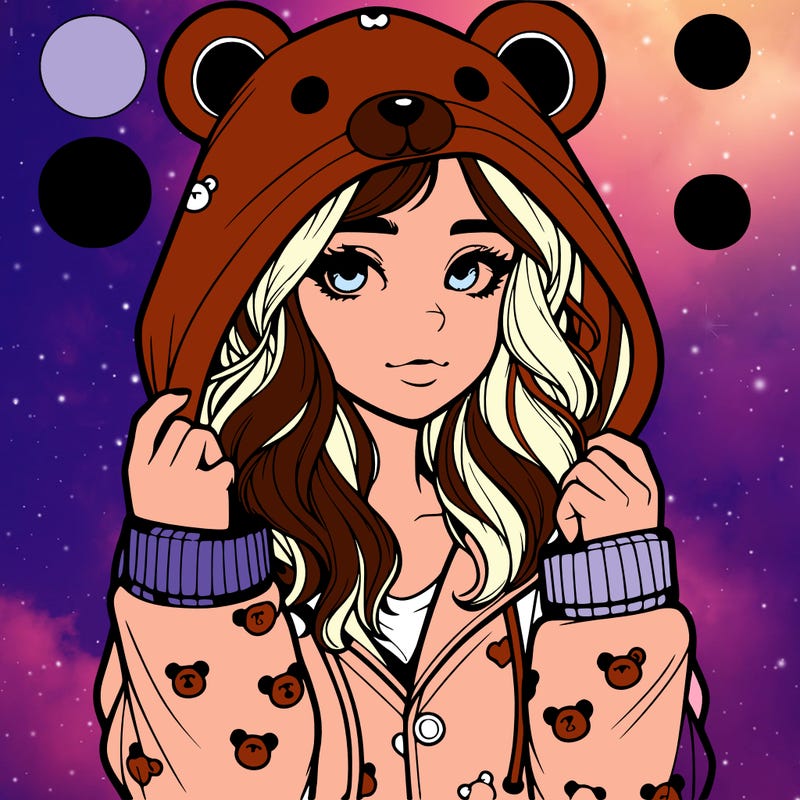 realistic girl in a animal pjs hoodie