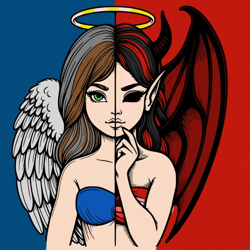 realistic angel half demon