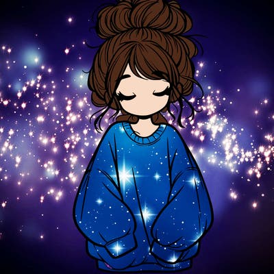 girl with baggy sweatshirt and messy bun