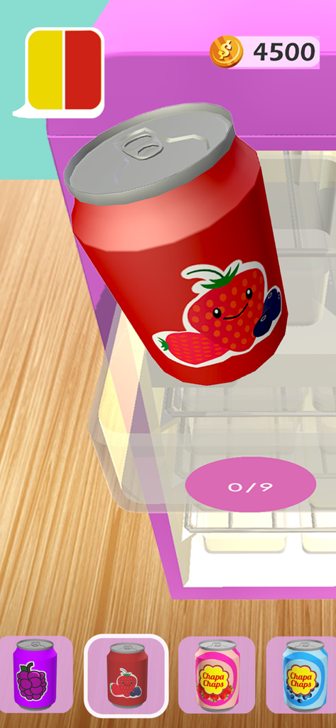 A player organizing a red strawberry soda can into a fridge shelf