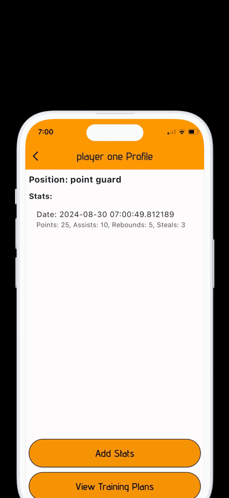 Perfil de jugador de baloncesto que muestra estadísticas de rendimiento y posición