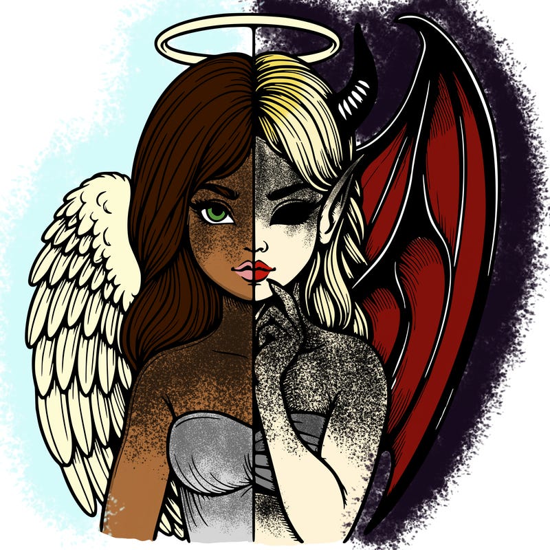 realistic angel half demon