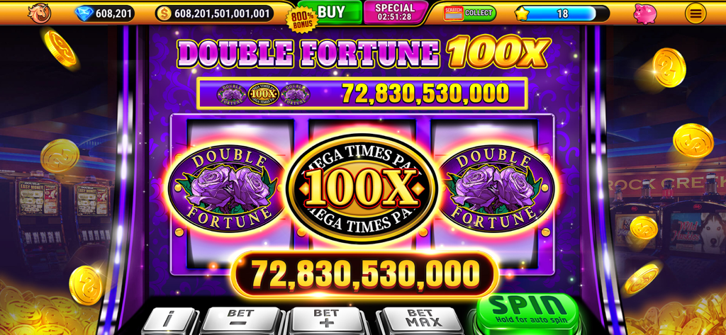 Una enorme victoria de jackpot en la máquina tragamonedas Double Fortune 100X en Wild Classic Slots