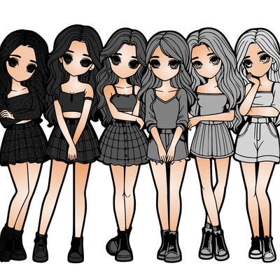 a group of girls realistic