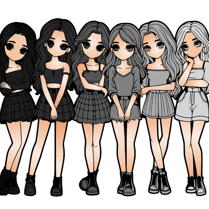 a group of girls realistic