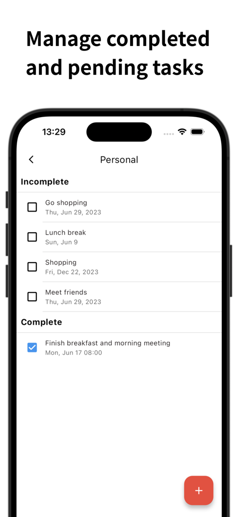 Sync Notion - Interfaz de gestión de tareas en la aplicación Sync Notion mostrando elementos de tareas pendientes incompletos y completados
