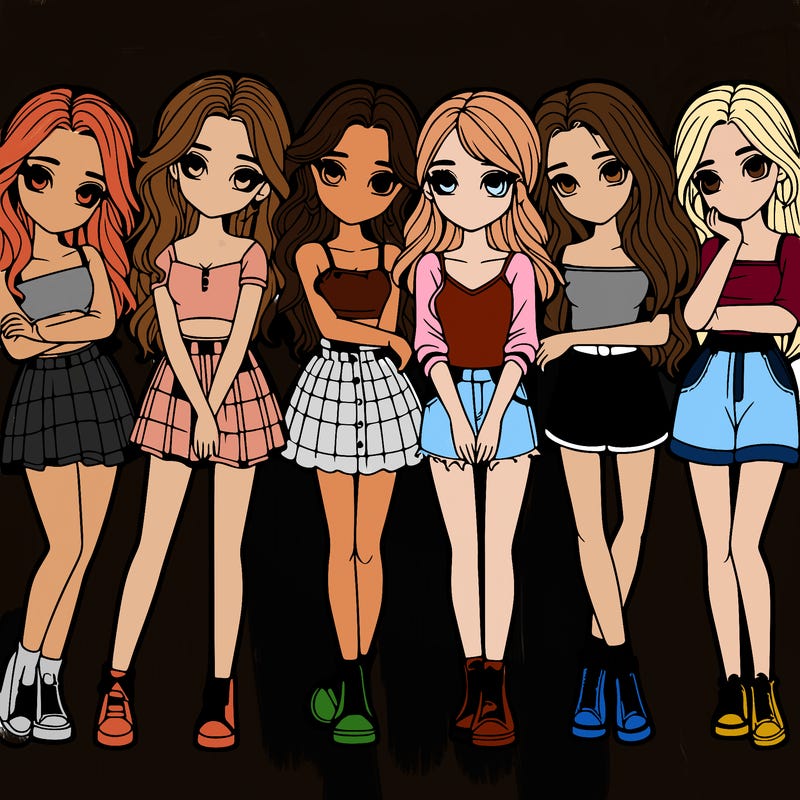 a group of girls realistic