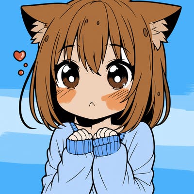 shy anime catgirl