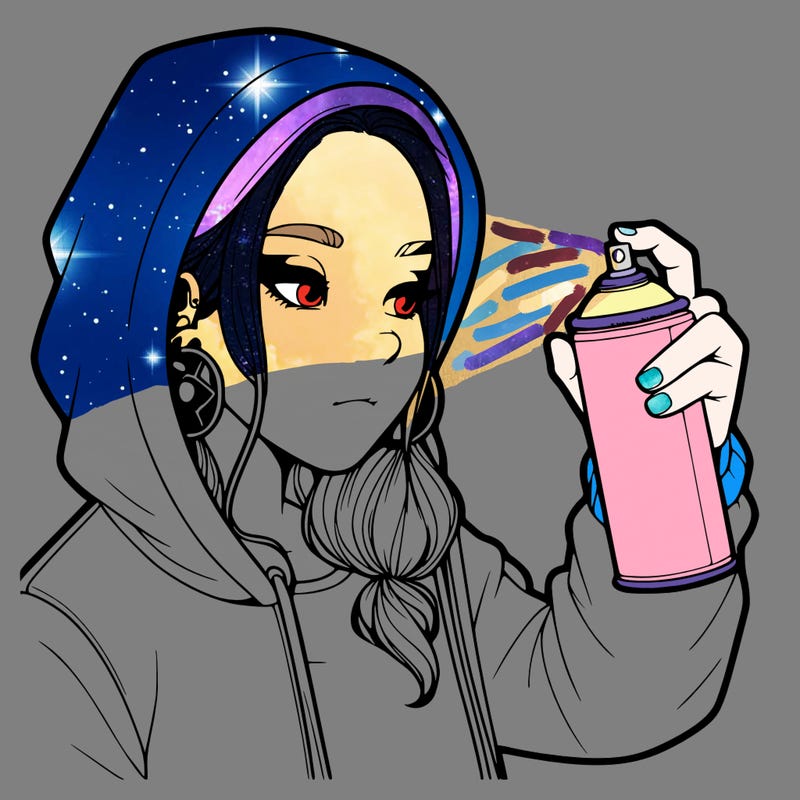 a realistic girl, spray painting
