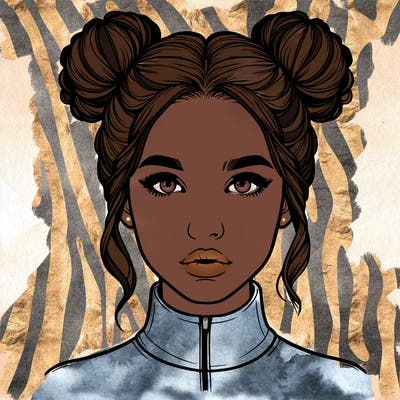 realistic woman that has space buns