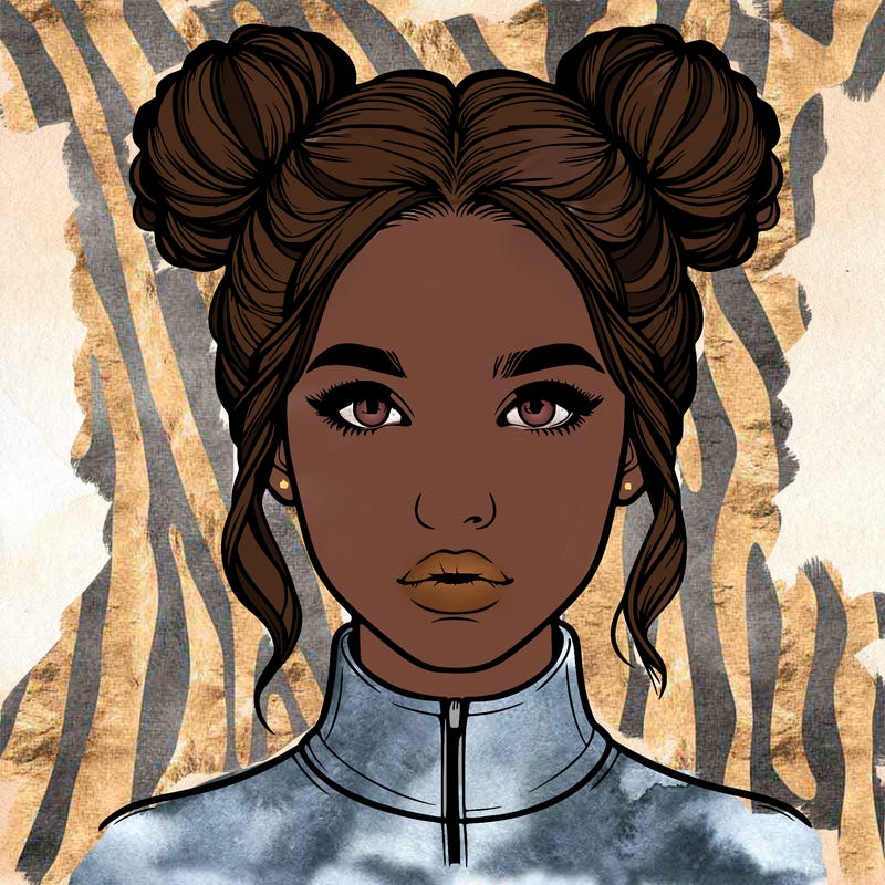 realistic woman that has space buns