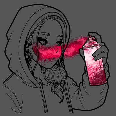 a realistic girl, spray painting