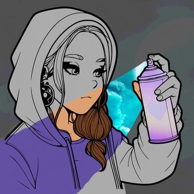 a realistic girl, spray painting