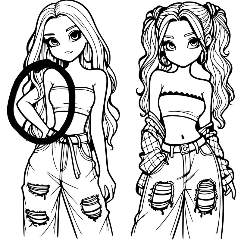 2 girls in crop tops and baggy jeans ripped