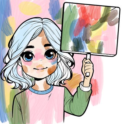 realistic girl holding up a sign