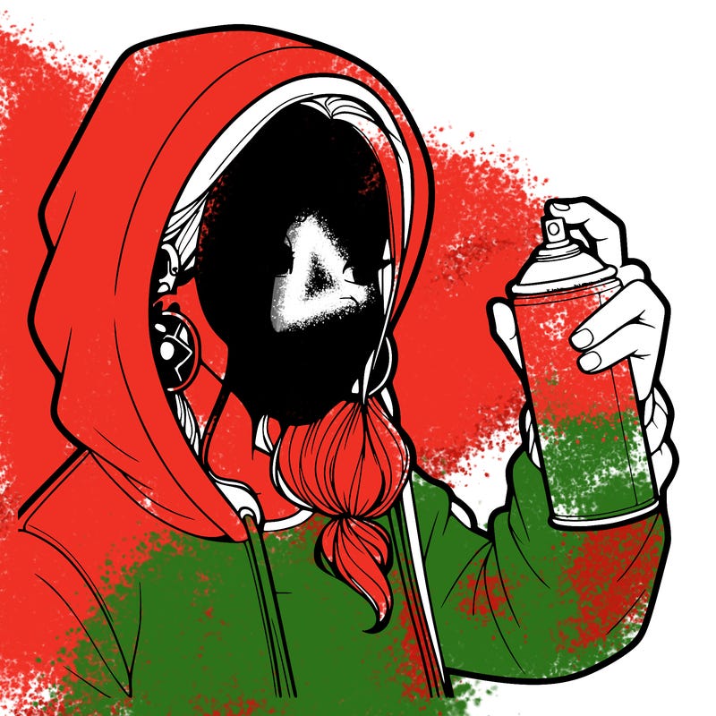 a realistic girl, spray painting