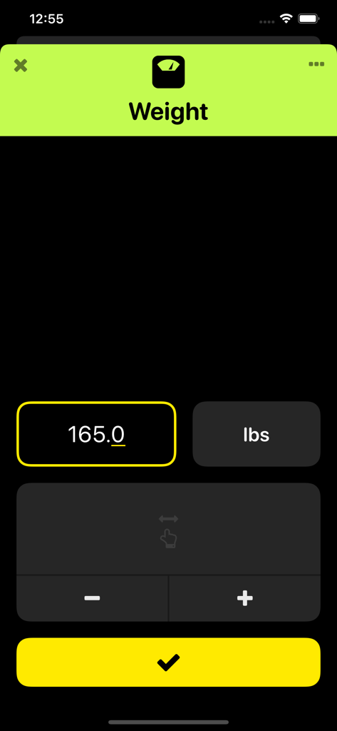 HealthFace - HealthFace app screen for logging body weight with a numeric input field and a confirmation button
