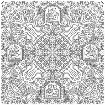 Immerse yourself in a beautiful blend of nature and love with this intricate Kaleidoscope Leaves Pride coloring page. It's a perfect way to celebrate diversity and unity through art, featuring heartwarming scenes and symbols.