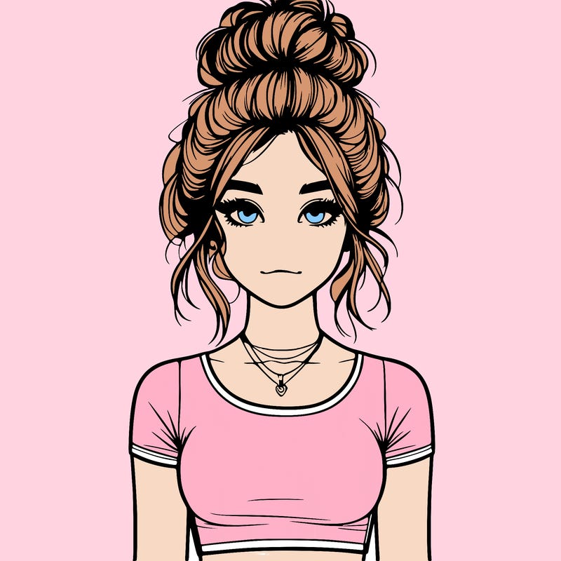 realistic girl with messy bun and croptop