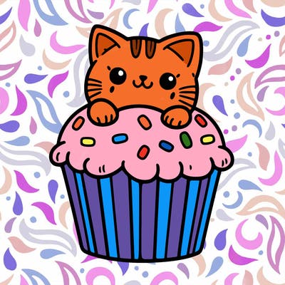 cat in a cupcake