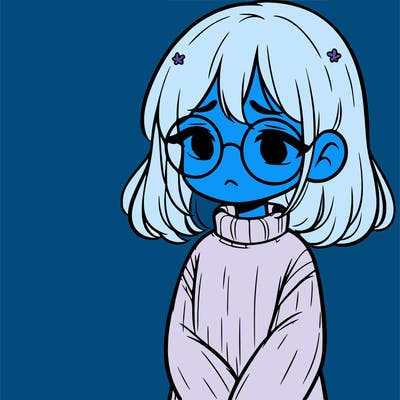 sad girl with glasses in a sweater