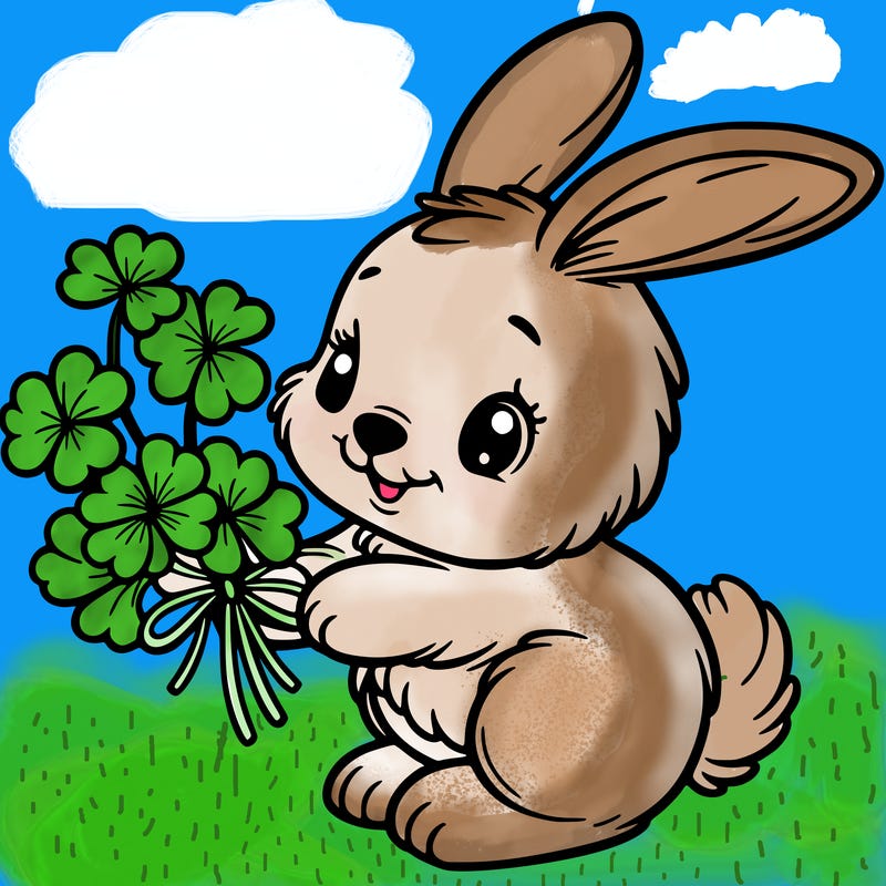 bunny with a bunch of clover