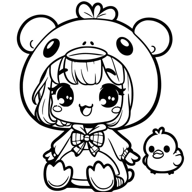 cute girl with a duck costume on