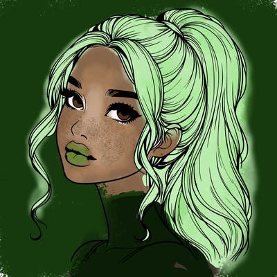 realistic girl with a ponytail on her hair and lips