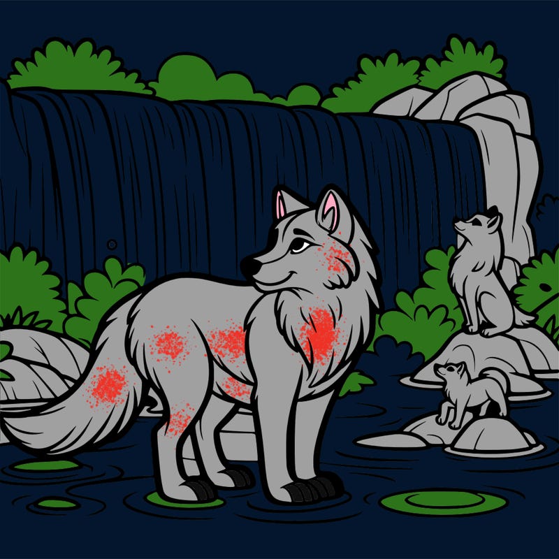 waterfall wolf