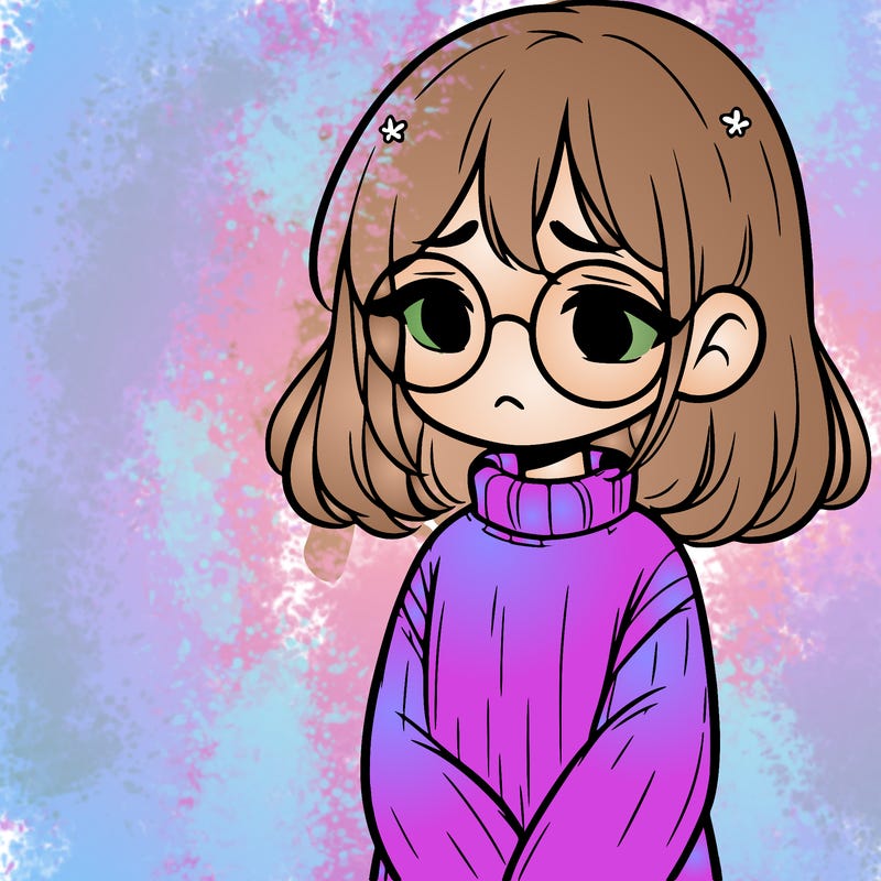 sad girl with glasses in a sweater