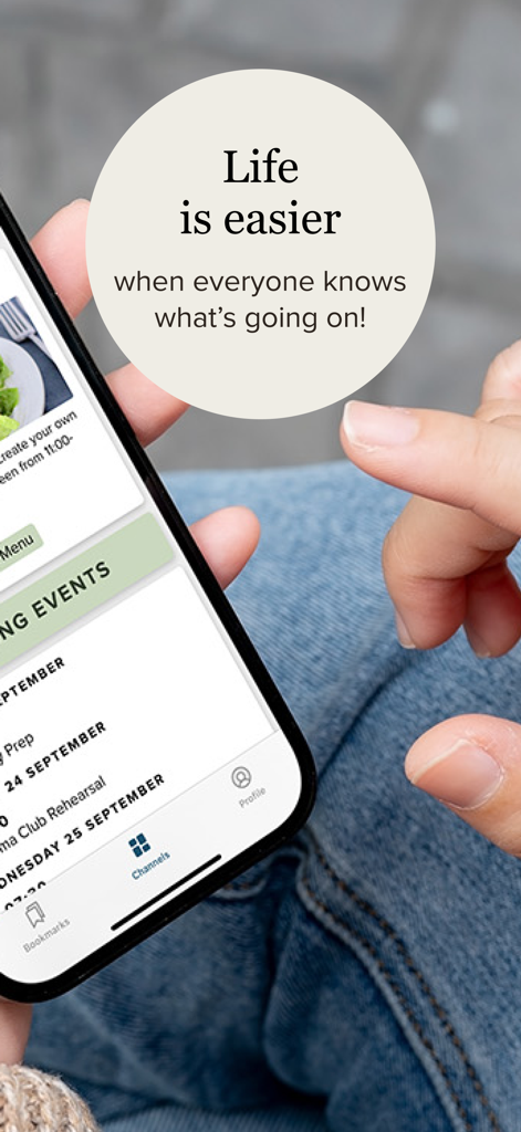 PinToMind Goアプリを使用して、今後の組織イベントやニュースを表示している人