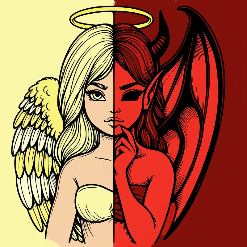 realistic angel half demon