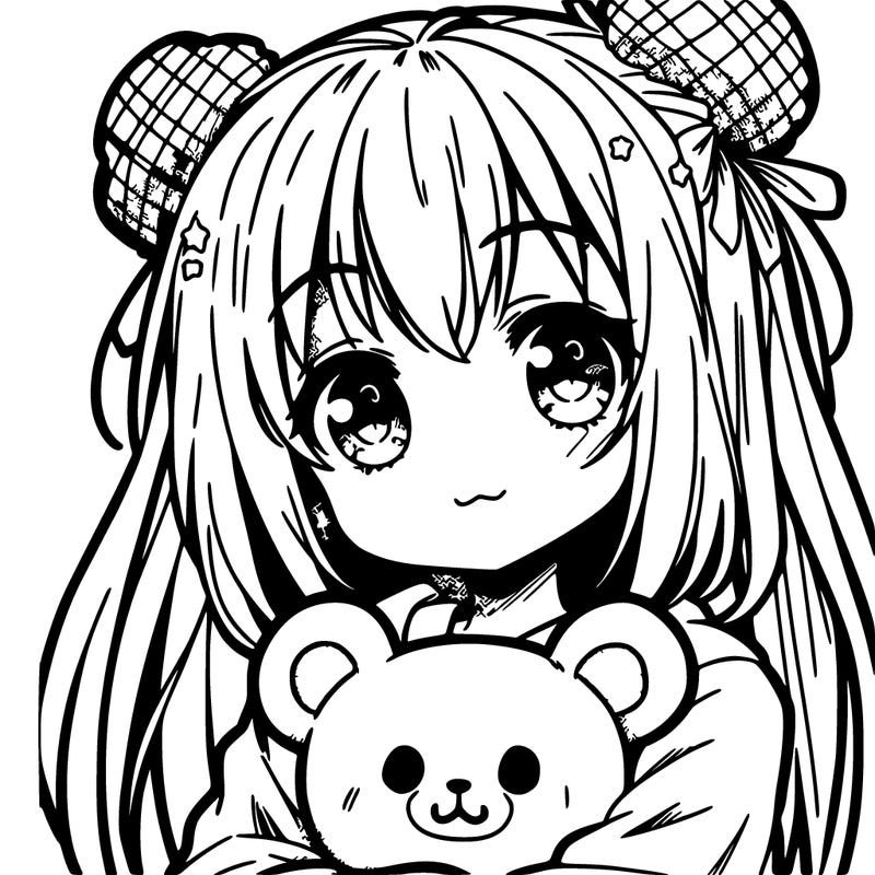 anime girl wearing a bear pajama
