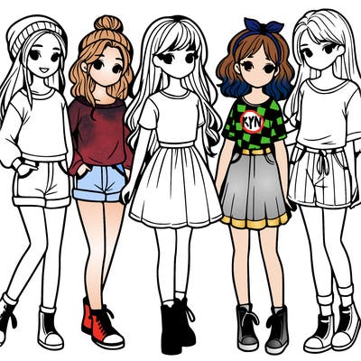 a group of five girls