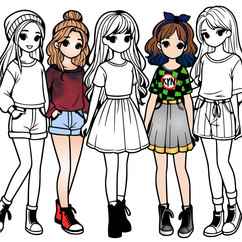 a group of five girls