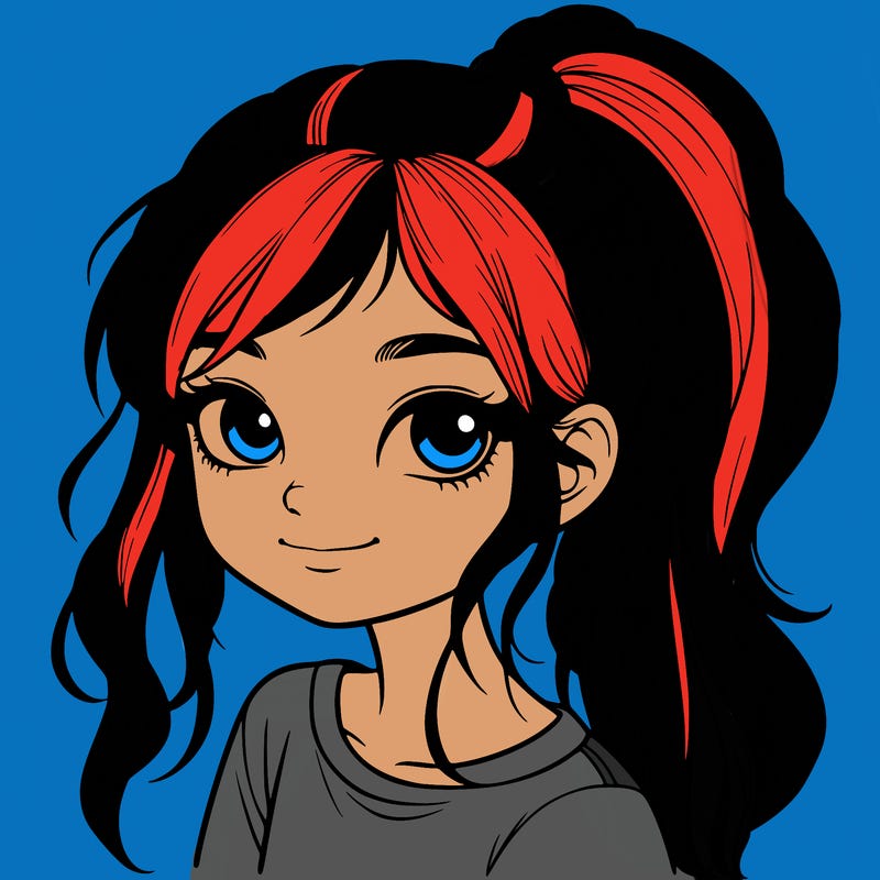 realistic girl with ponytail