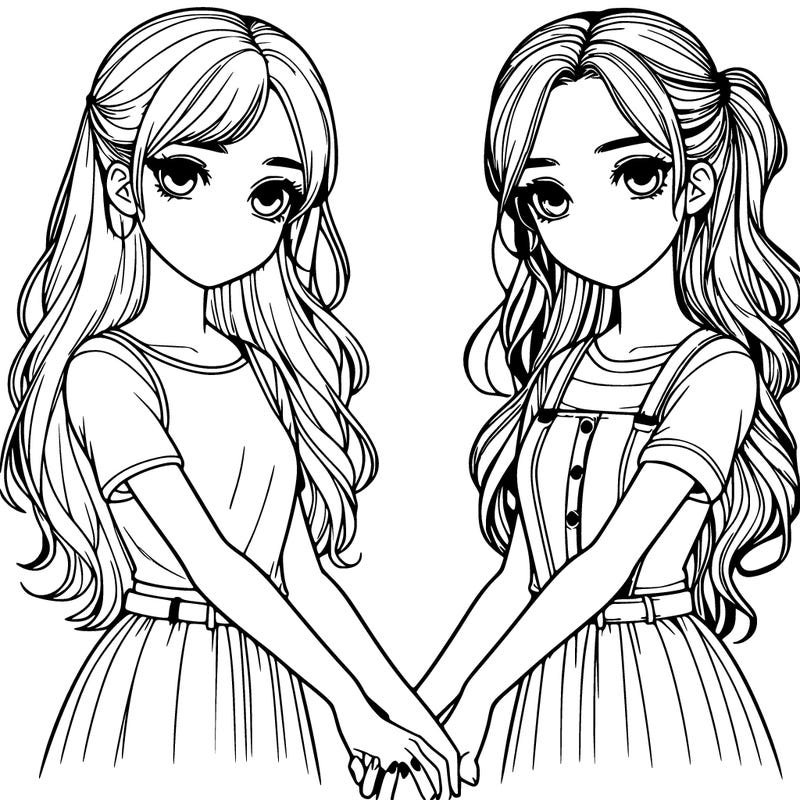 two realistic girls holding hands