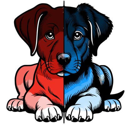 realistic dog split picture