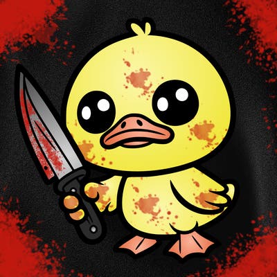 cute duck with knife