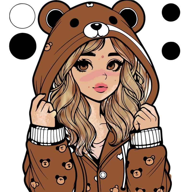realistic girl in a animal pjs hoodie