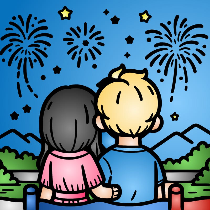 couple watching fireworks