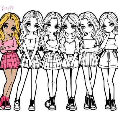 a group of girls realistic