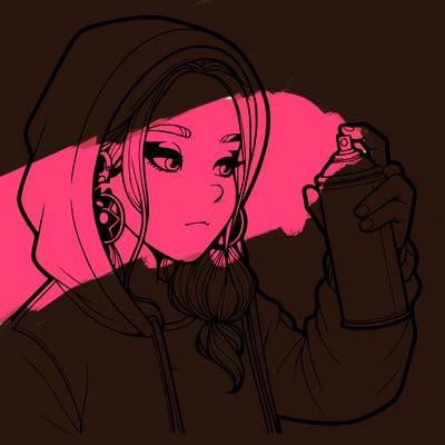 a realistic girl, spray painting