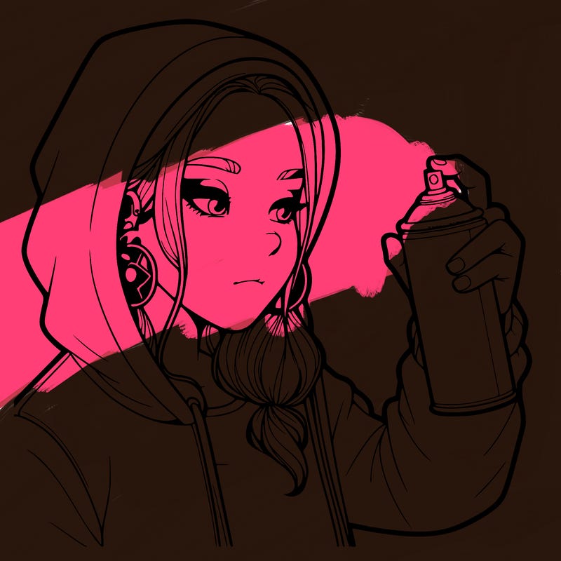 a realistic girl, spray painting