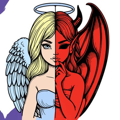 realistic angel half demon