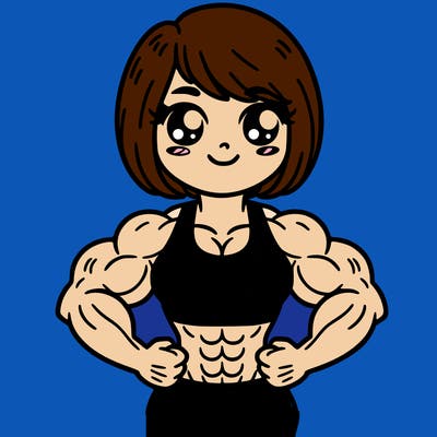 girl with muscle and short hair