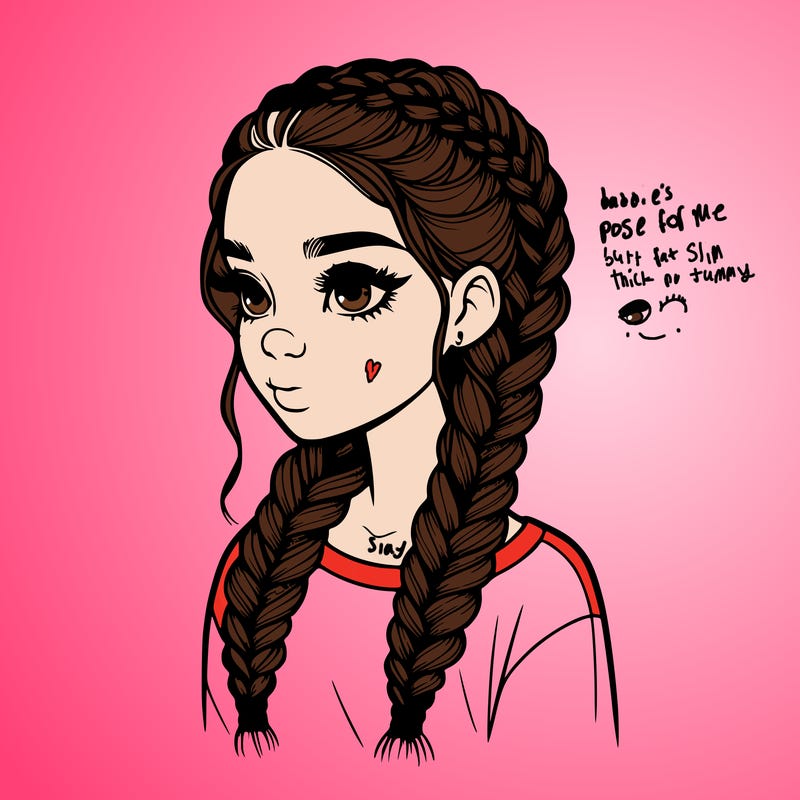 realistic girl with braids